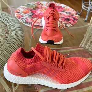 adidas Women's Orange Knit Running Sneakers